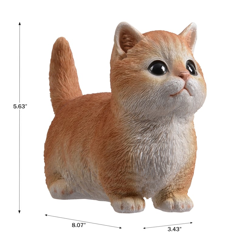 Sitting Tabby Cat Kitten Outdoor Garden Statue - 8"
