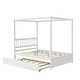 preview thumbnail 15 of 16, Full Size Canopy Bed with Twin Trundle,Kids Solid Wood Platform Bed Frame Headboard,No Box Spring Needed