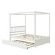 preview thumbnail 14 of 13, Nestfair Full Size Canopy Bed with Twin Trundle, Kids Solid Wood Platform Bed Frame w/ Headboard, No Box Spring Needed