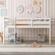 preview thumbnail 2 of 5, White Twin Size Wood Low Loft Bed with Ladder and Fence for Kids, Boys and Girls
