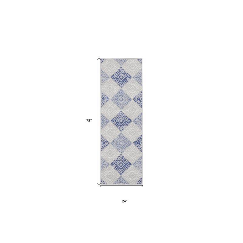 HomeRoots Geometric Bohemian Runner Area Rug - 72.00 in. x 24.00 in. x 0.39 in.