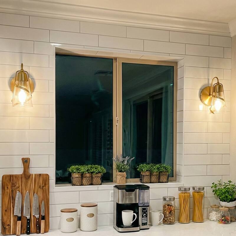 5" Modern Gold Arch Seeded Glass Vanity Wall Light Sconce