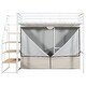 preview thumbnail 7 of 17, Twin Size Metal Loft Bed with Wardrobe and Storage Shelves