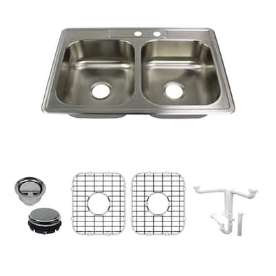 Transolid K-STDE33226-MR2 Select 33" Drop In Double Basin Stainless - Brushed Stainless Steel