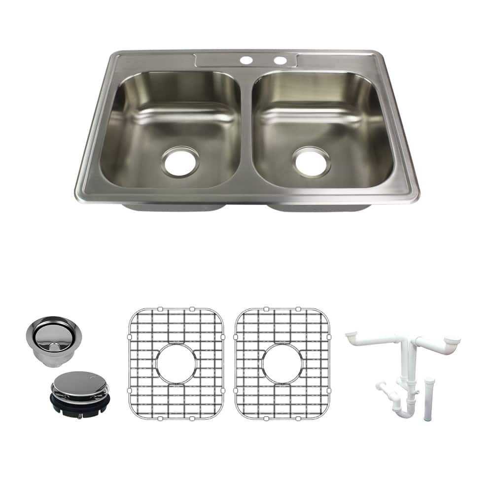 Transolid K-STDE33227-MR2 Select 33" Drop In Double Basin Stainless - Brushed Stainless Steel