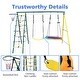 preview thumbnail 3 of 6, 4 in 1 Kids Outdoor Backyard Metal Swing Set with Climbing Net, Basket