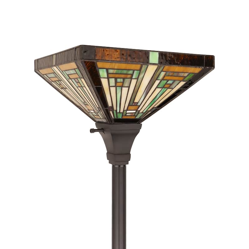 Tiffany-Style 1-Light Torchiere Floor Lamp 12" Shade - Multicolored