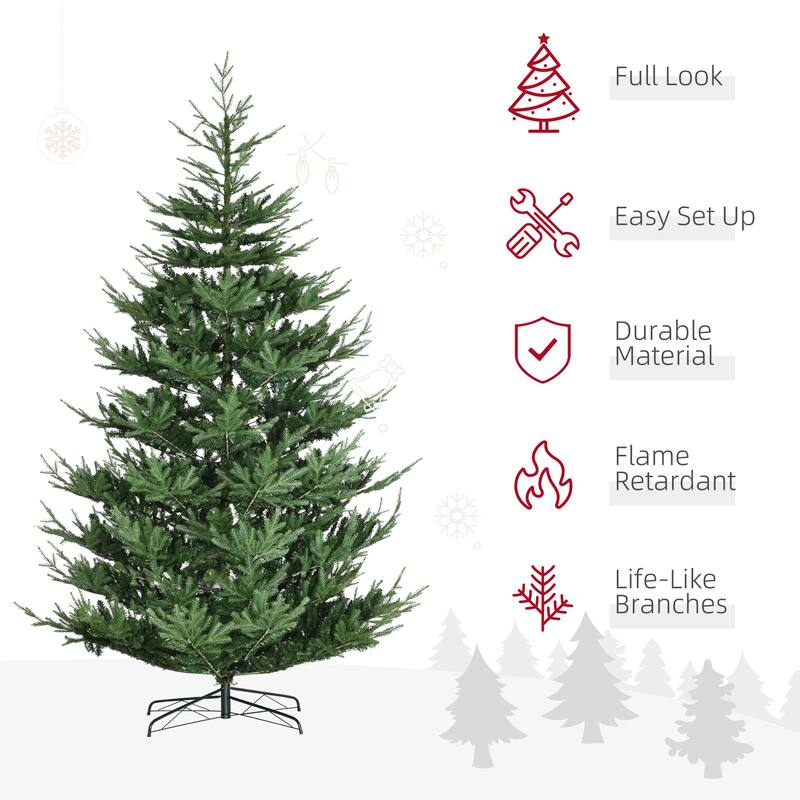 9ft Pine Hinged Artificial Christmas Tree, Unlit with 1939 Realistic Branch Tips & Auto Open Design