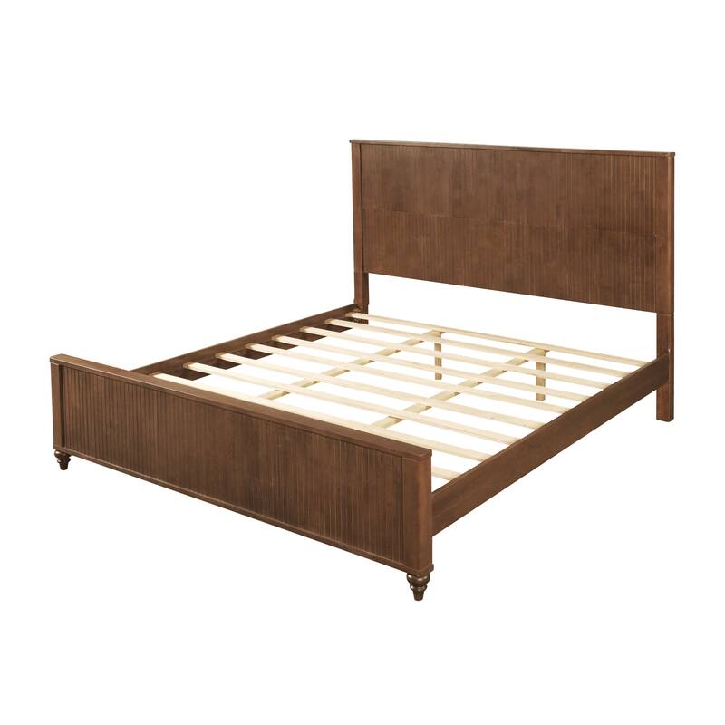 Christopher Knight Home - Silverton Modern 3-Piece Bedroom Set with Classic Grooved Panels Bed Frame & Matching Nightstands