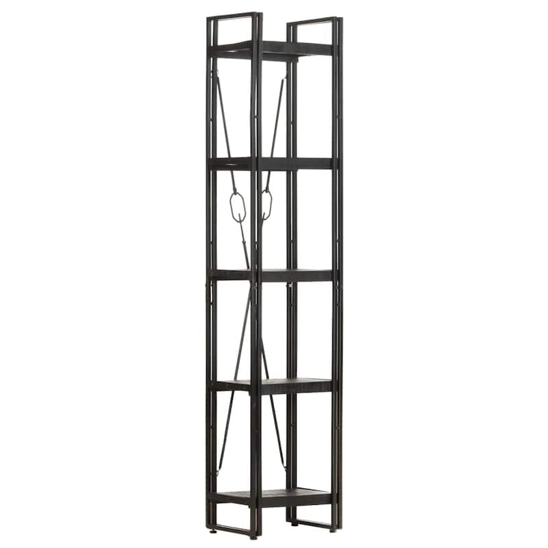 vidaXL 5-Tier Bookcase Black 15.7"x11.8"x70.9" Solid Mango Wood