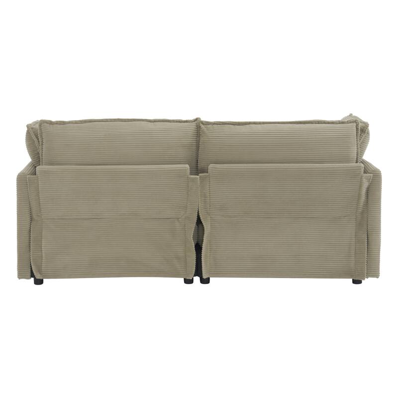 3-Piece Chenille Modular 5-Seat Sofa Set (3+2 Chairs) with 6 Pillows