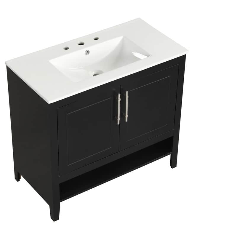 White 30" /36" Solid Wood Bathroom Vanity Cabinet with Sink,Drawer