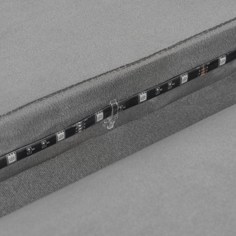 Twin Size Upholstered Platform Sofa Bed Frame, Modern Velvet LED Daybed with Pull Out and Lift Up Trundle, All-in-one Storage