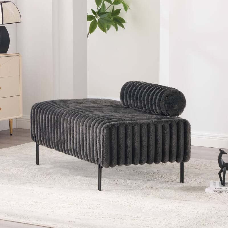49.6"W Oversized Modern Upholstered Bench Ottoman with Metal Legs