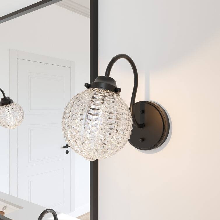 Acroma Clear and Glass Shade Modern Armed Sconce Wall Sconces