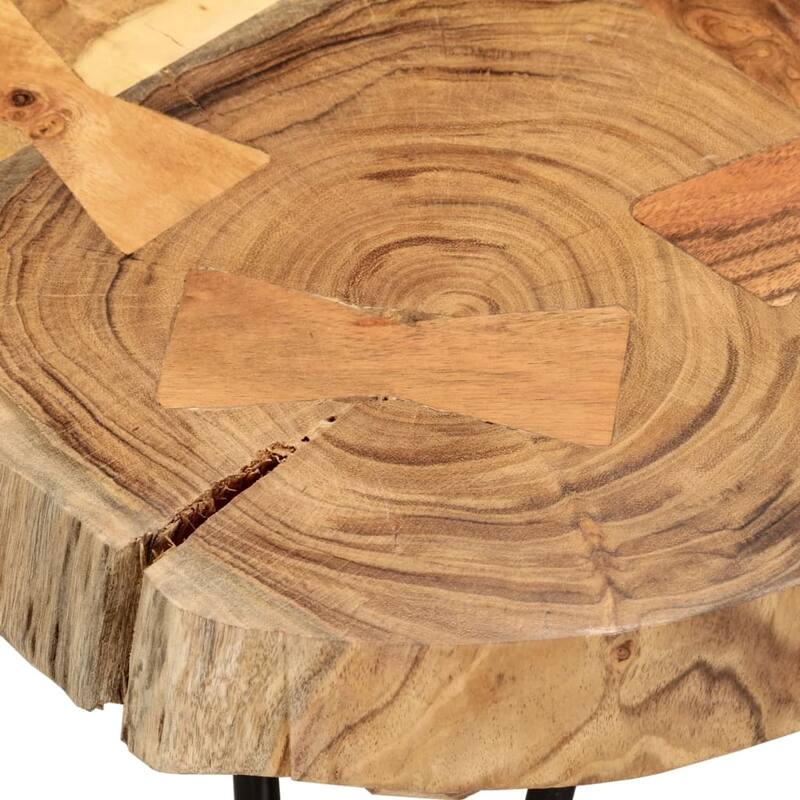 vidaXL Coffee Table End Table with Iron Legs 4 Trunks Solid Wood Acacia