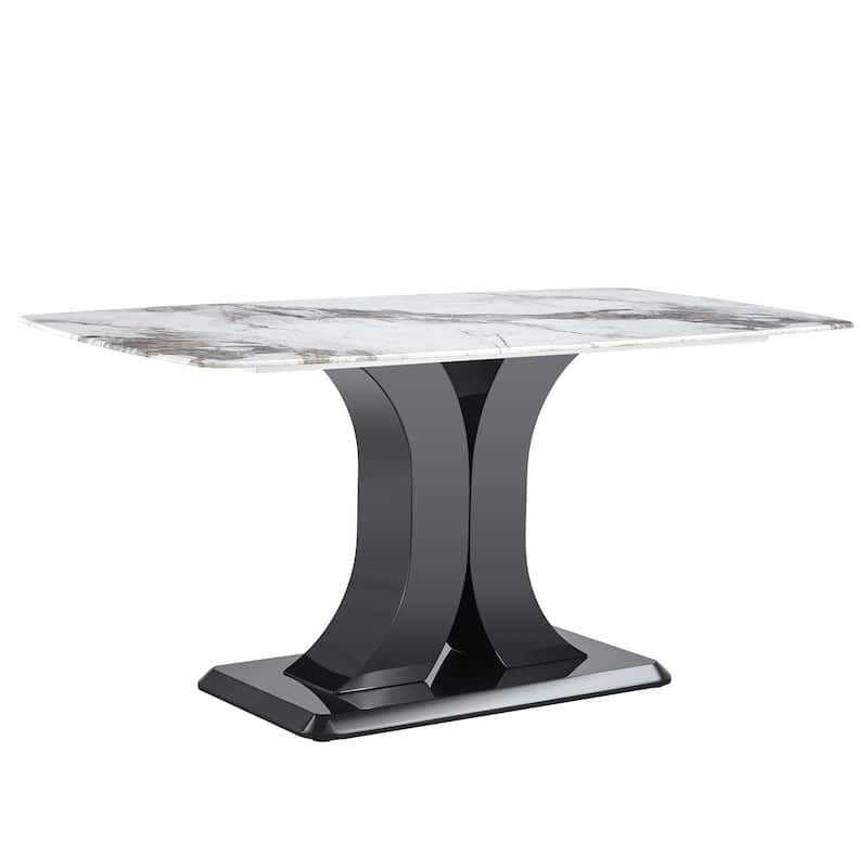 Faux Marble Dining Table Luxury Rectangular Kitchen Table Modern Black Faux Marble Dining Room