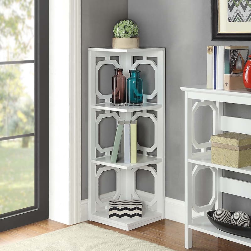 Convenience Concepts Omega 3 Tier Corner Bookcase - White