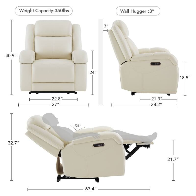 Hadlee Power Recliner Chairs with Power Headrest & Charging Ports