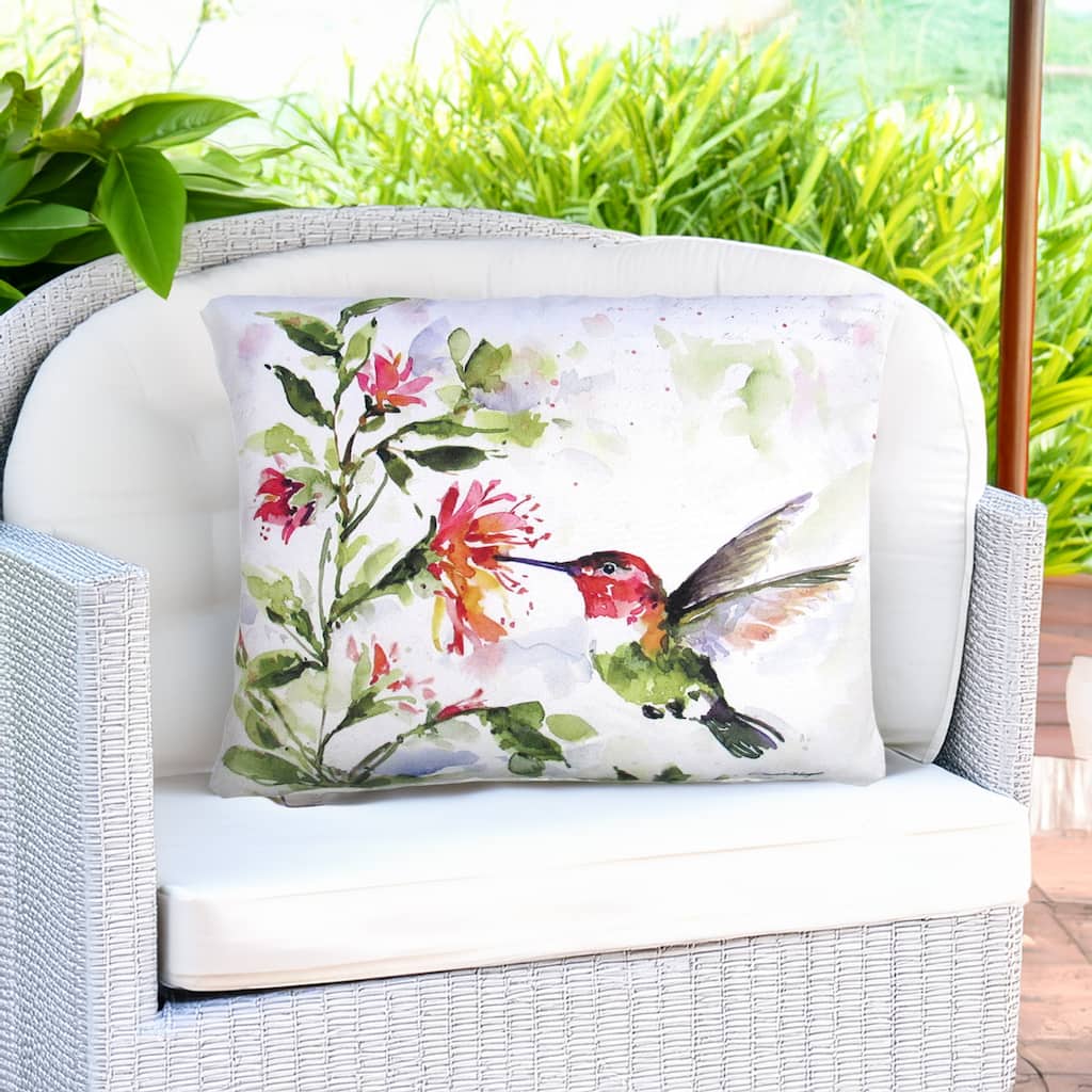 Magnolia Casual Outdoor Pillow Hummer w/Hanging Plant 2 19x24