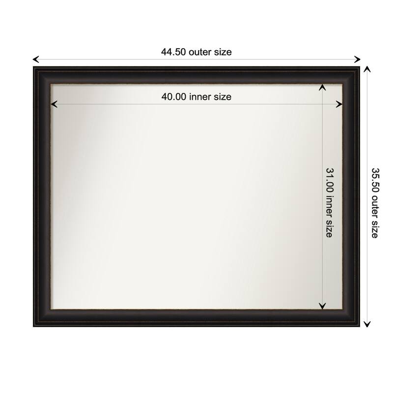 Trio Oil Rubbed Bronze Framed Non-Beveled Custom Wall Mirror, Bathroom Vanity Mirror - Outer Size: 44.5 x 35.5