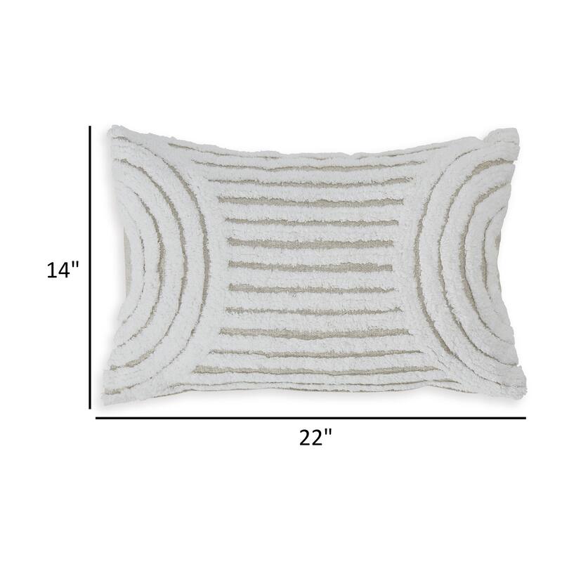 Aris 14 x 22 Lumbar Throw Pillow Set of 4, Geometric Design, White, Tan
