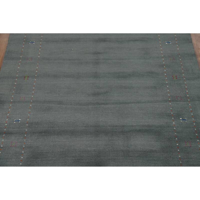 Hand Knotted Oriental 100% Wool Carpet Tribal Tribal Navy Blue & Blues Gabbeh Area Rug - 7' 8'' X 5' 0''
