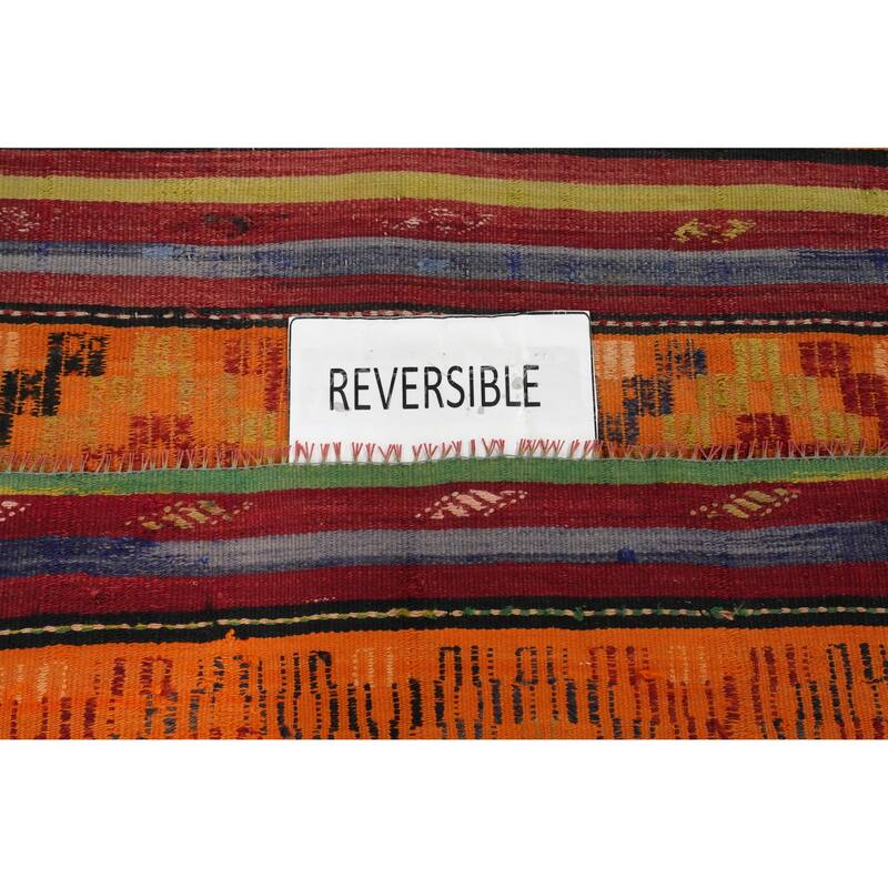 Hand Woven Oriental 100% Wool Carpet Southwestern Tribal Multi-Colored Kilim Area Rug - 7' 5'' X 6' 0''