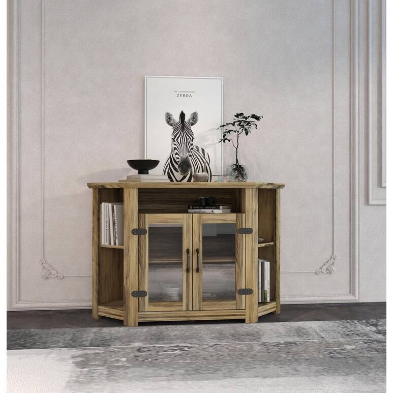 44 Inch TV Console with Double Doors and Storage Cabinets