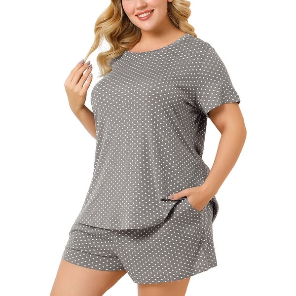 Plus Size Pajamas Set Short Polka Dots Nightwear Sleepwear Overstock - 34117750