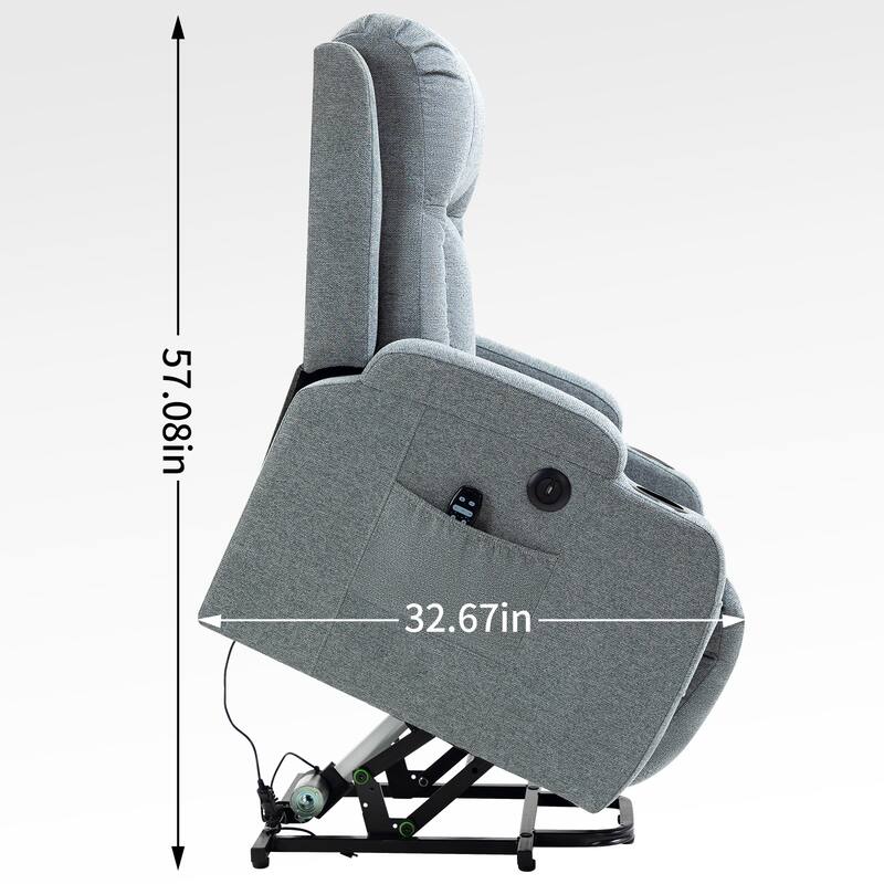 Large Power Lift Recliner Chair with Massage and Heat for Elderly, Wide Recliners, with USB and Type C Ports,2 Cup Holders