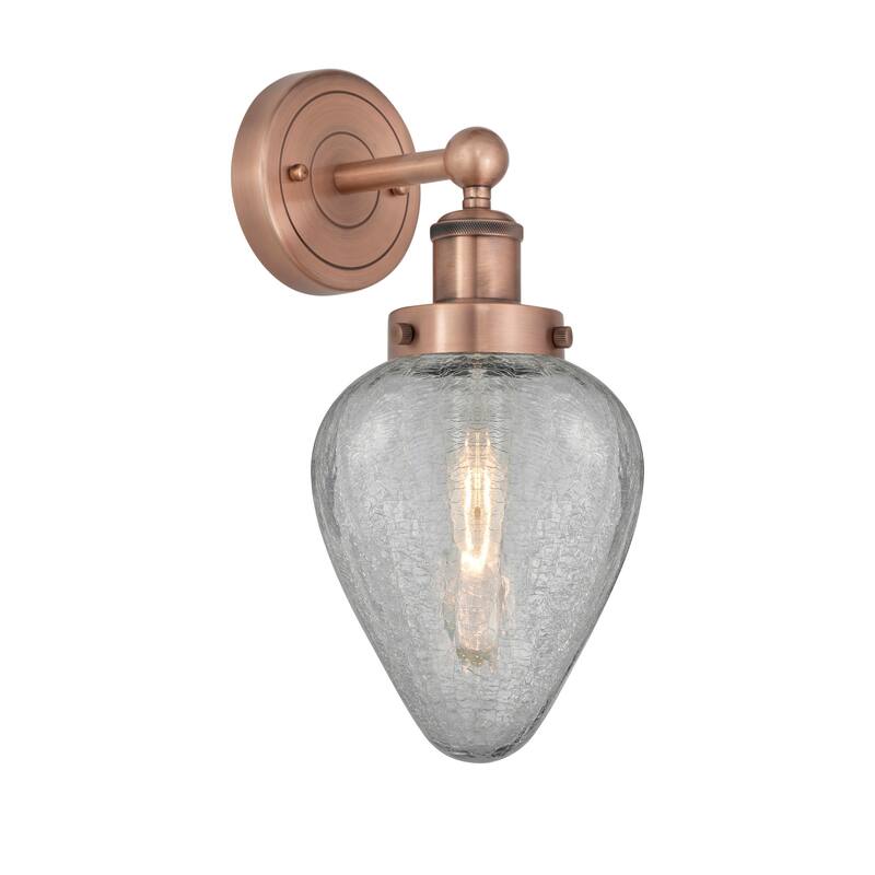 Innovations Lighting 616-1W-12-6 Geneseo Sconce Geneseo 12" Tall Wall - Antique Copper / Clear Crackle