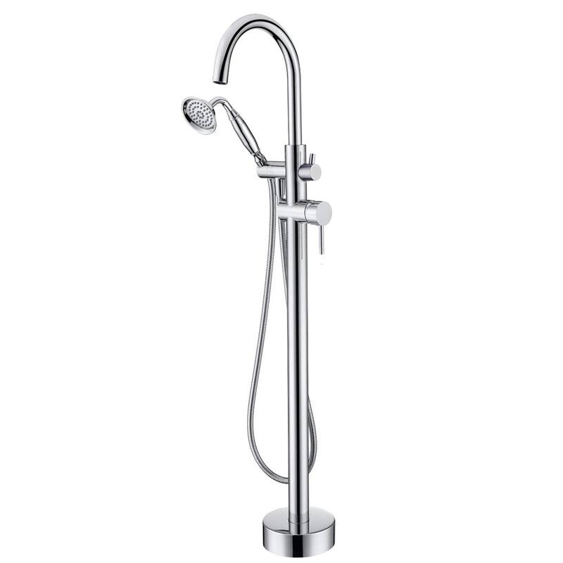 2-handle Freestanding Bathtub Faucet with Hand Held Shower - Chrome Plated