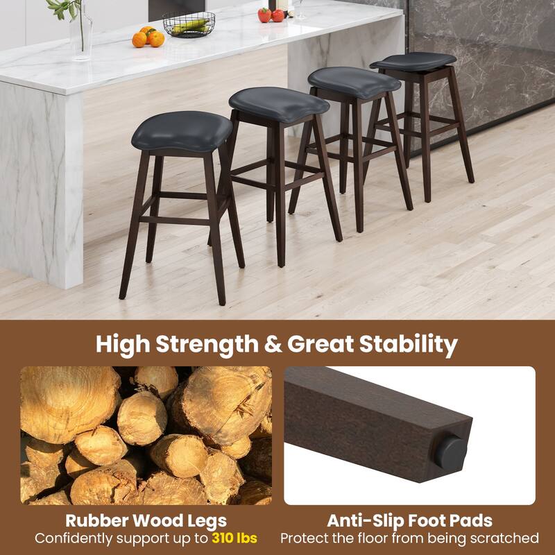 Gymax Set of 4 Swivel Bar Stools 31'' Bar Chairs w/ Padded Contoured