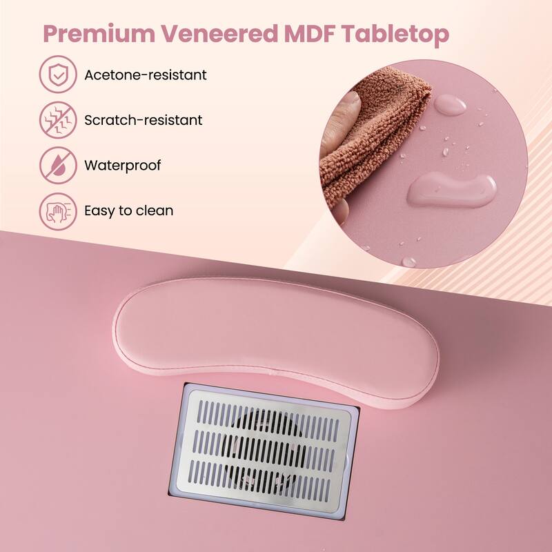 Gymax Manicure Table Nail Desk w/ Electric Dust Collector 3 Dust Bags