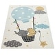 preview thumbnail 5 of 3, Kids Rug for Nursery Bear and Elephant Balloon Ride in Beige