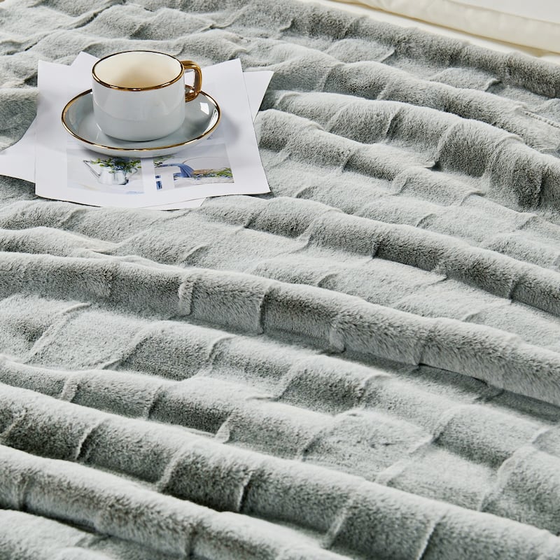 Home Soft Things Brick Textured FauxFur Throw Decorative Blankets