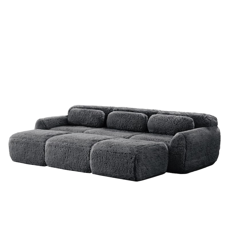Roomfitters 3-Seater Plush Boneless Sofa with Ottoman, No Assembly 32D Cloud Couch