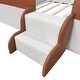 preview thumbnail 38 of 36, Brown White Sofa Bed Two-color Daybed Toddler Floor Bed with Fence and Stairs Grounded Wood Slat Support Frame Upholstered Bed