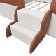preview thumbnail 13 of 11, Full Size Upholstered Bed Grounded Bed Slats Platform Bed with Safety Fence and Stairs, Rectangle Framework Easy Assembly