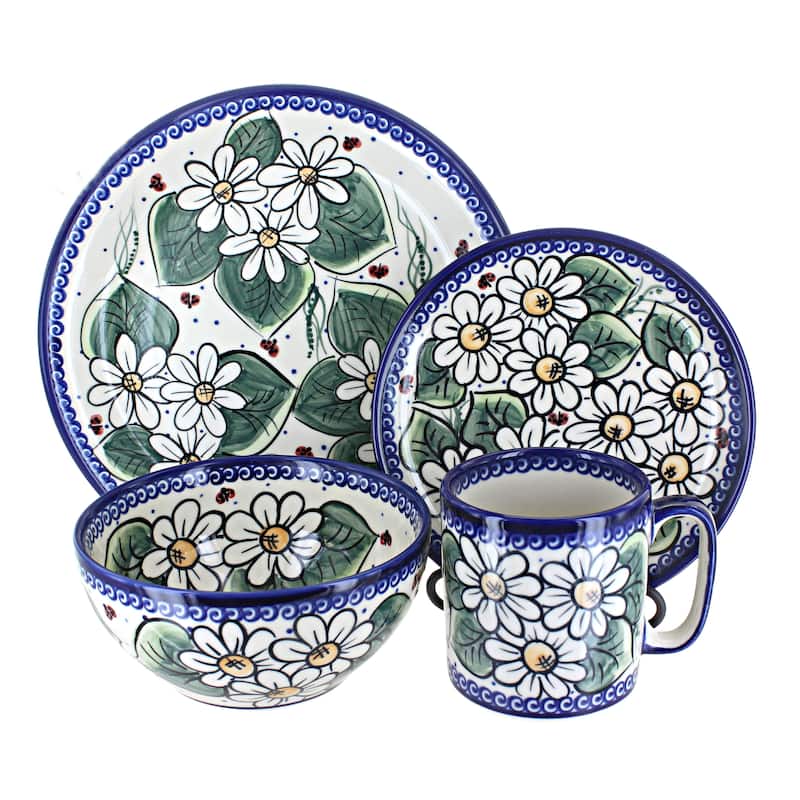 Blue Rose Polish Pottery Vena Dinnerware (4 PC) - Ladybug
