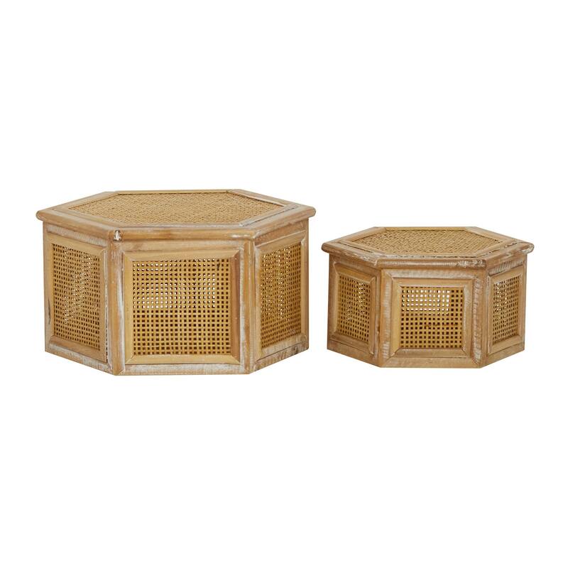 Wood Decorative Box with Lid - Set of 2 Brown - Roche River Decor