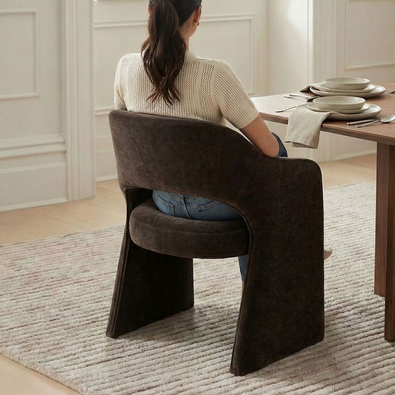 19" Seat Height Upholstered Chenille Dining Armchair (Set of 4)