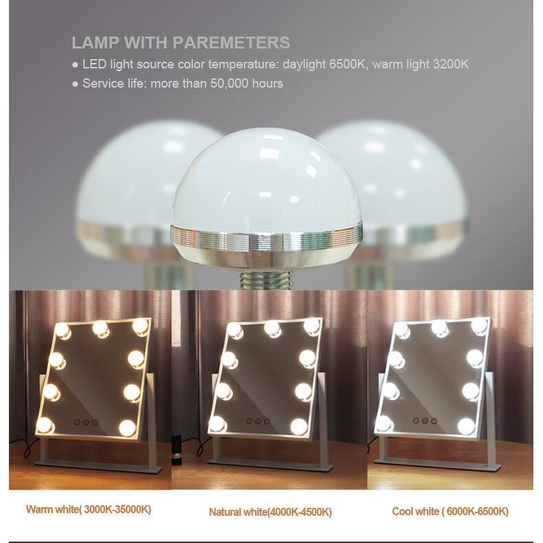 LED Bulbs Hollywood Makeup/Vanity Mirror - 12X14 inches