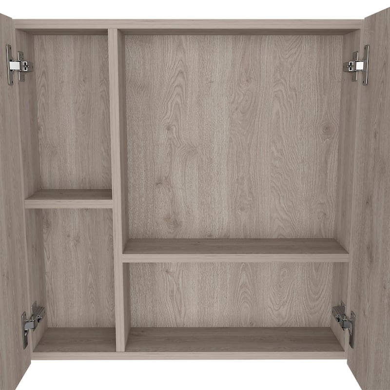 23.6" White Double Door Medicine Cabinet with 4 Interior Shelves, Ample Mirror for Bathroom or Vanity Storage