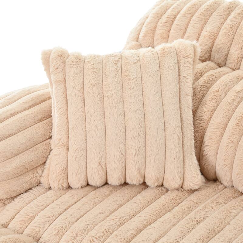 Roomfitters Chaise Lounge Sofa 65.25" Cloud Plush Upholstered Sofa Couch with Two Pillows, Cozy Living Room Furniture