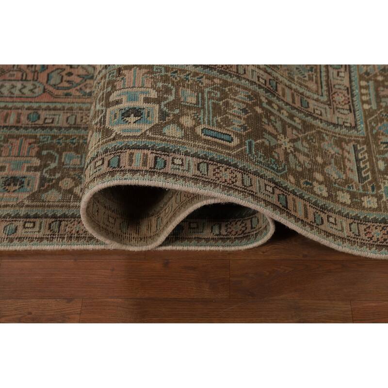 Geometric Pink Tabriz Persian Vintage Area Rug Handmade Wool Carpet - 7'11"x 11'2"