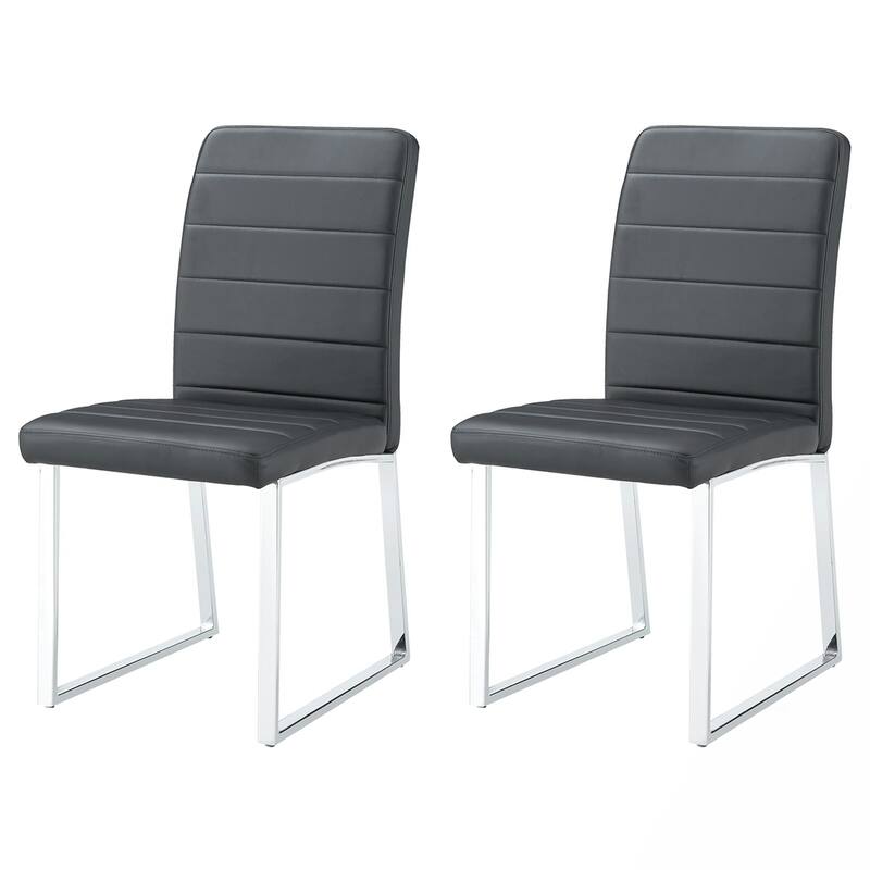 2PCS PU Dining Chairs With Iron Legs