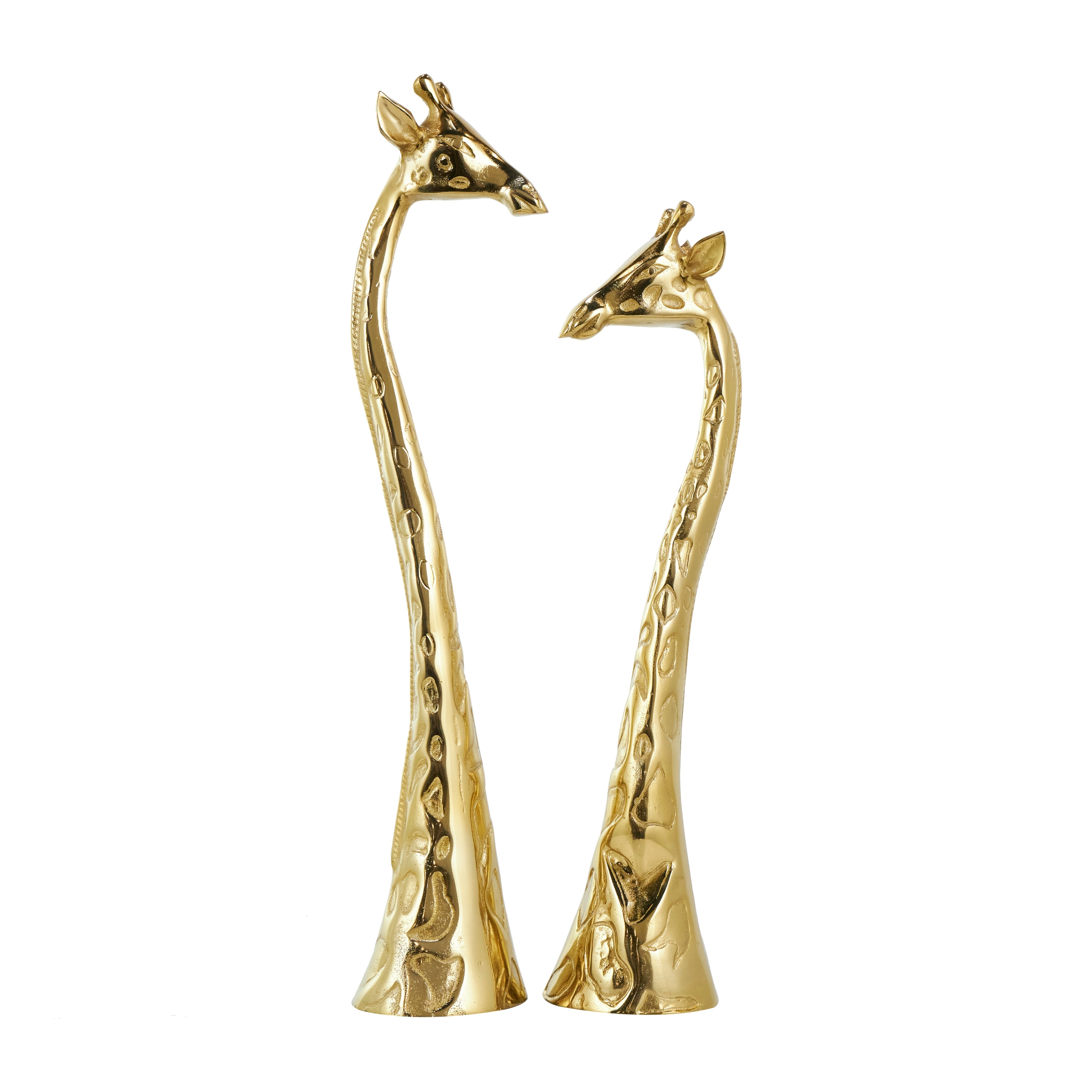 Aluminum Metal Giraffe Sculpture - Set of 2 Gold - Roche River Decor - 6"W x 5"L x 28"H