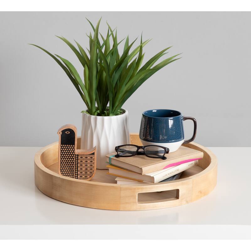 Kate and Laurel Hutton Round Wood Tray - 18" Diameter